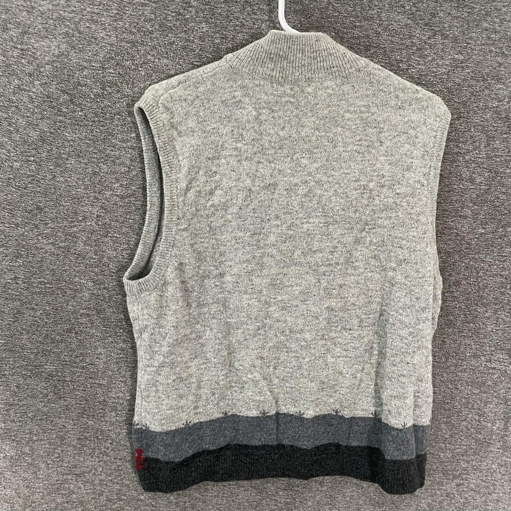 Woolrich Sweater Vest Womens Large Gray 100% Wool Mock Neck Full Zip Sheep - Picture 8 of 9